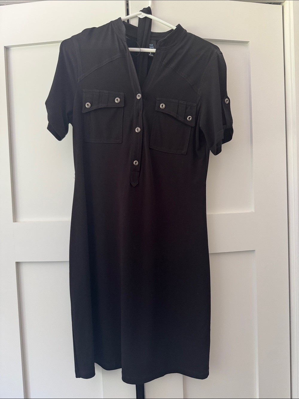 Saint Tropez West Black Short-Sleeve Shirt Dress